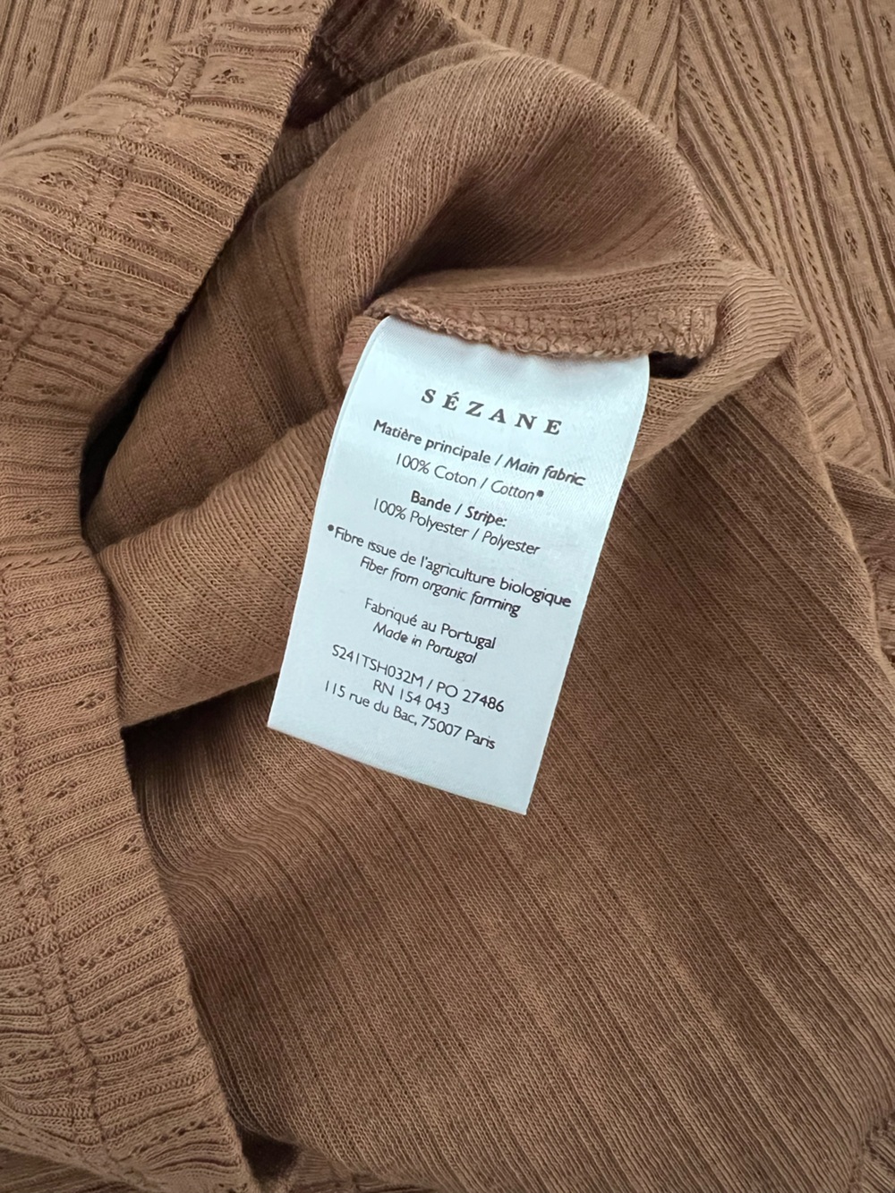 Sezane Clea T-Shirt in Coffee Sz S - Picture 5 of 8